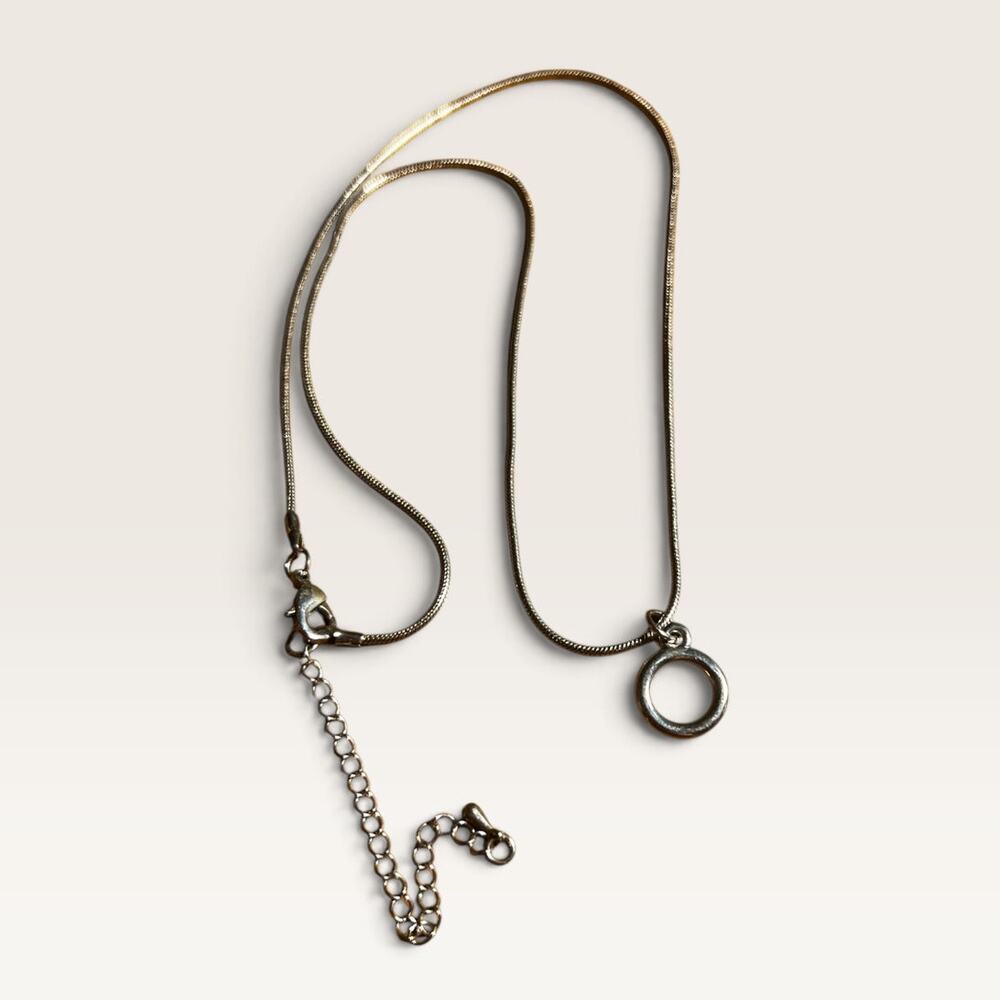 Silver-Tone Snake Chain Necklace with Circle Pendant